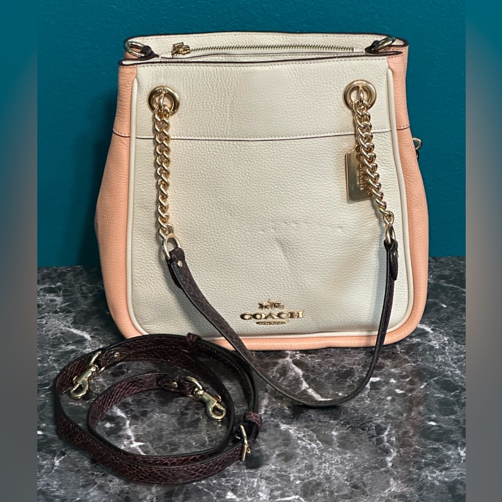 New Coach Cammie Chain Bucket Bag in Colorblock w/ Snakeskin CA430